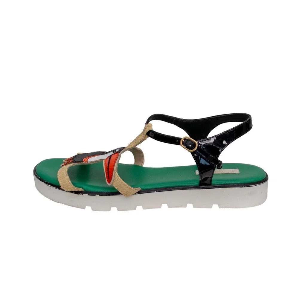DOLCE & GABBANA BAMBINO SHOES TOUCAN SANDALS T-STRAP sz‎ EU 37 UK 4 23.5cm